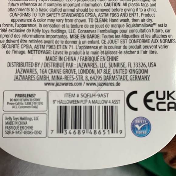 9 inch Halloween Squishmallow Flipmallow Frankie/Wade NWT - Picture 10 of 10